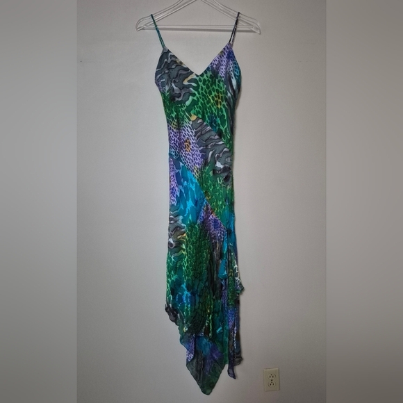 Camila Elbaz Dresses & Skirts - Vintage Camila Elbaz Multicolor Whimsy Fairy Spaghetti Strap Silk Dress, Size M